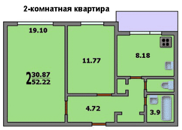 Двухкомнатная квартира в доме П-43