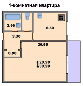 Однокомнатная квартира в доме П-30
