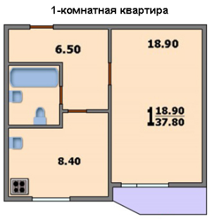Однокомнатная квартира в доме П-44Т